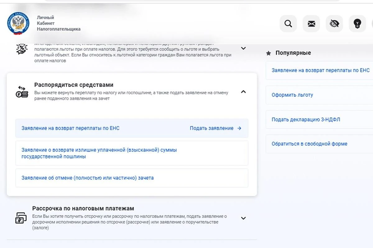 переплата по налогам енп