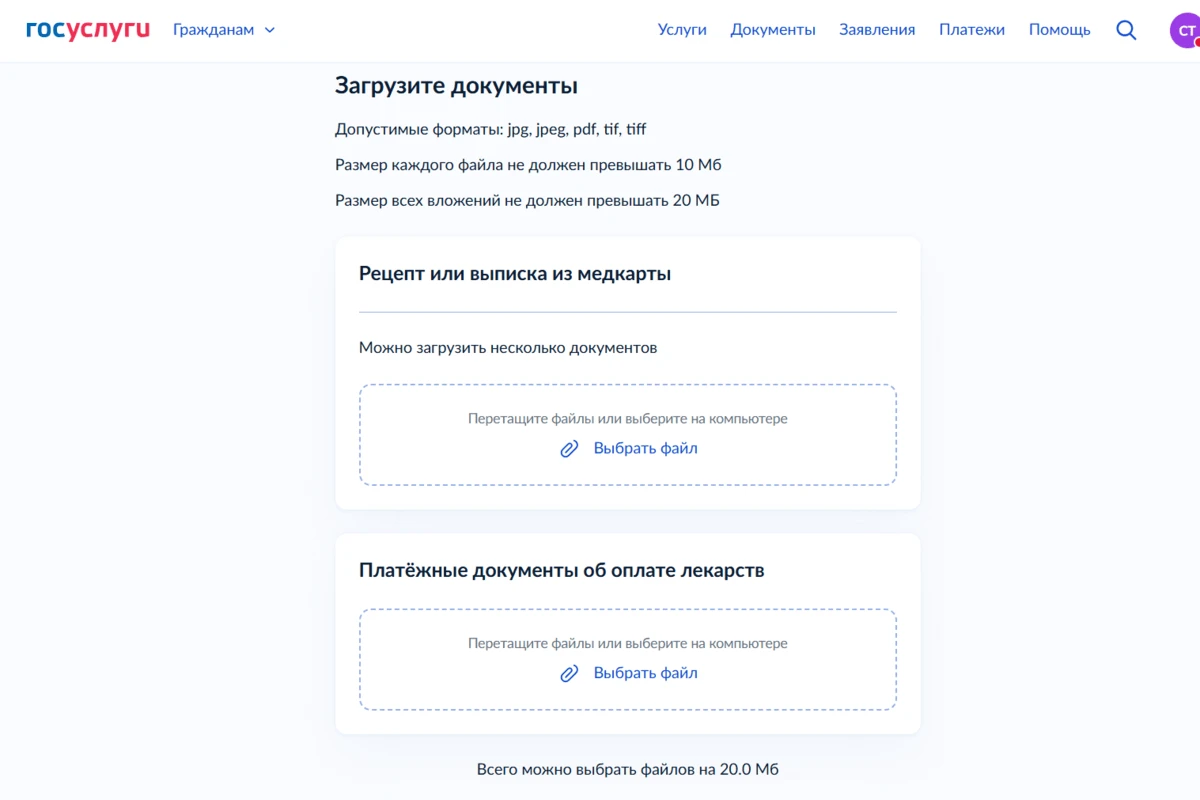  Система сама покажет, какие документы приложить. Источник: gosuslugi.ru 