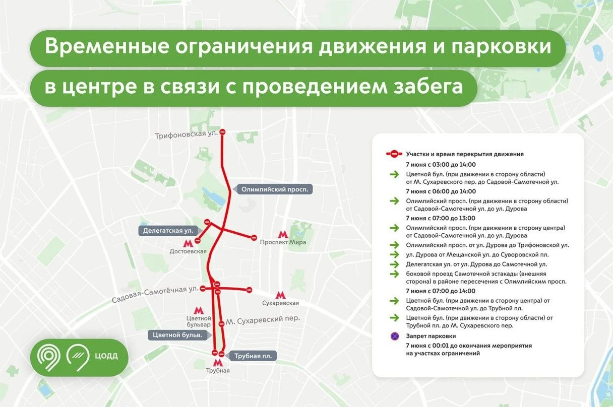 Перекрытия в Москве 7 июня