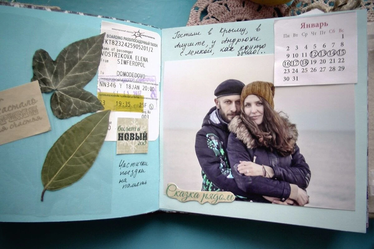страница дневника в коллажной технике