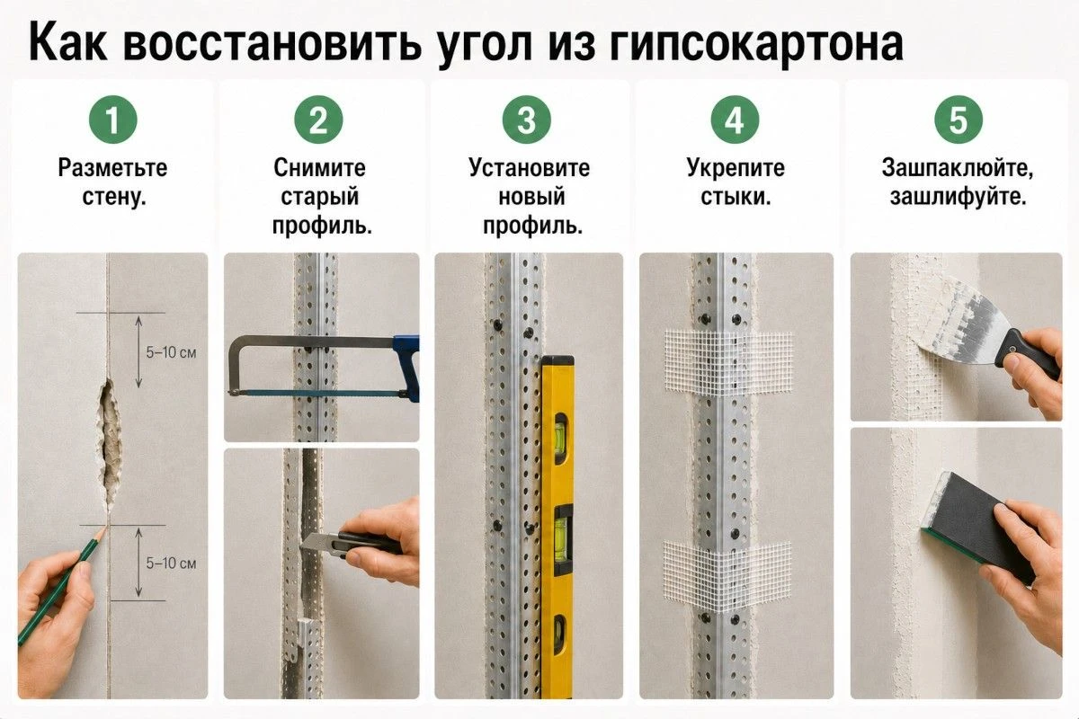 ремонт гипсокартона на стенах