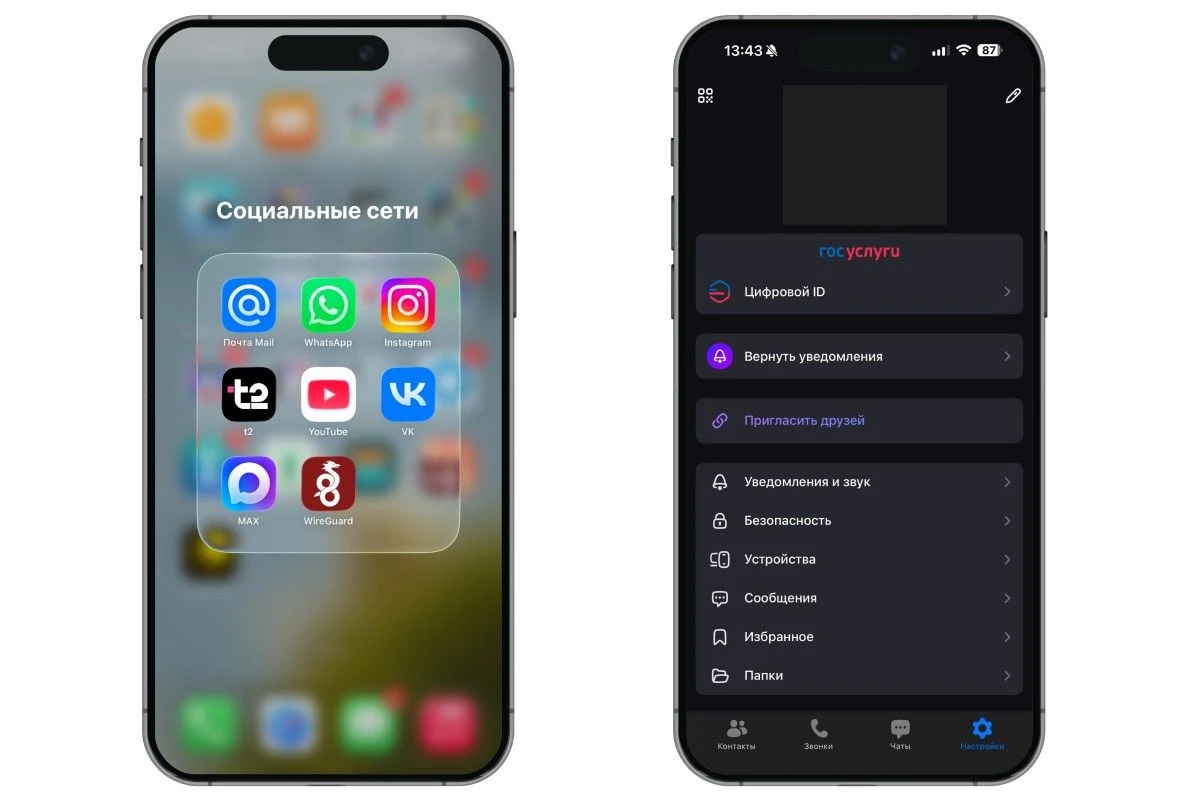 Мобильное приложение. Источник: Max на iPhone