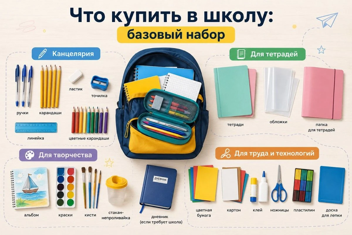список канцтоваров для школы