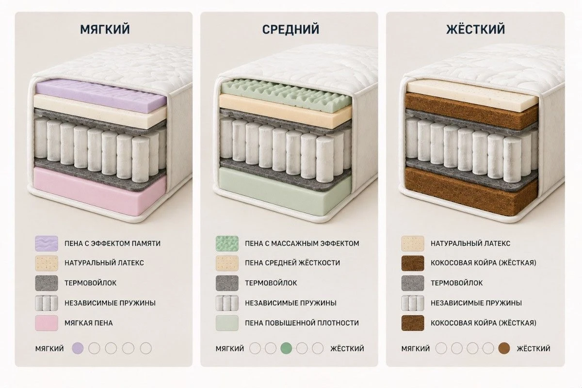 как подобрать матрас к кровати