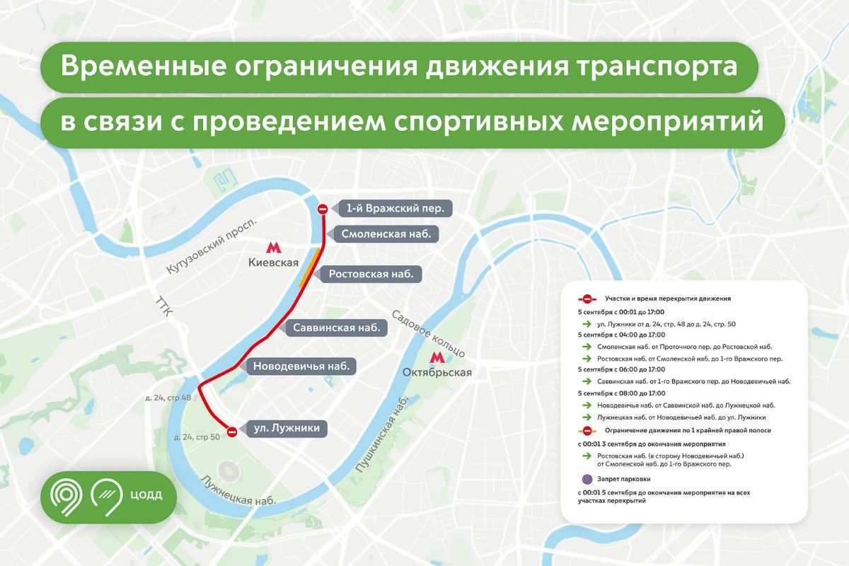 схема ограничений движения в столице