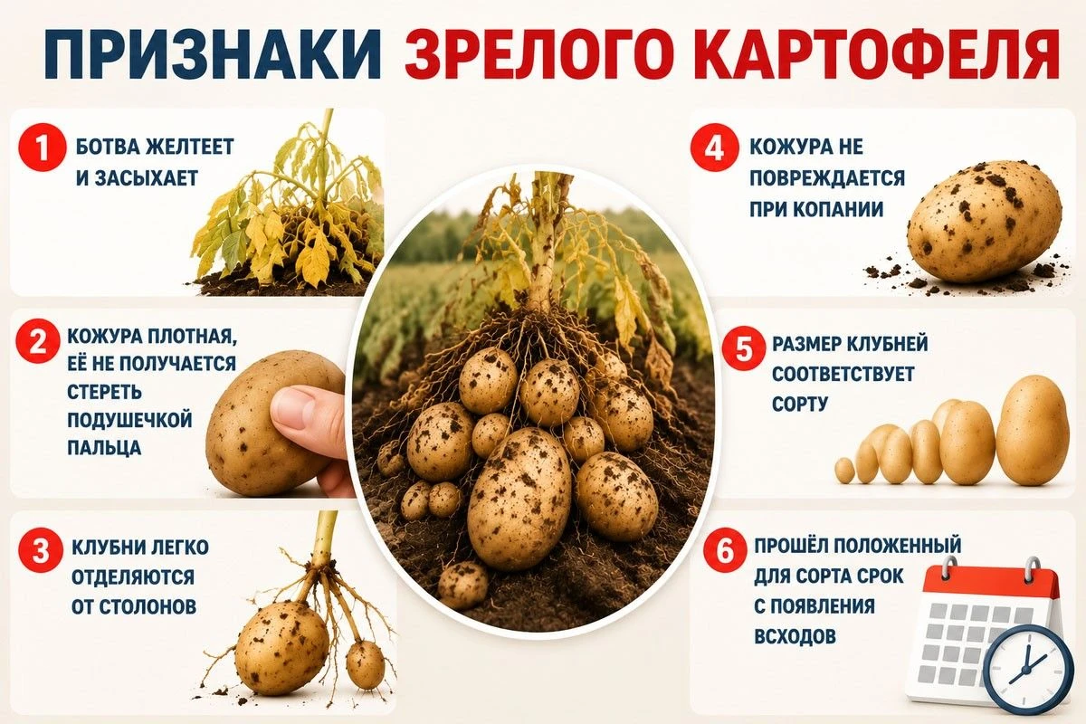 как понять, что картофель созрел