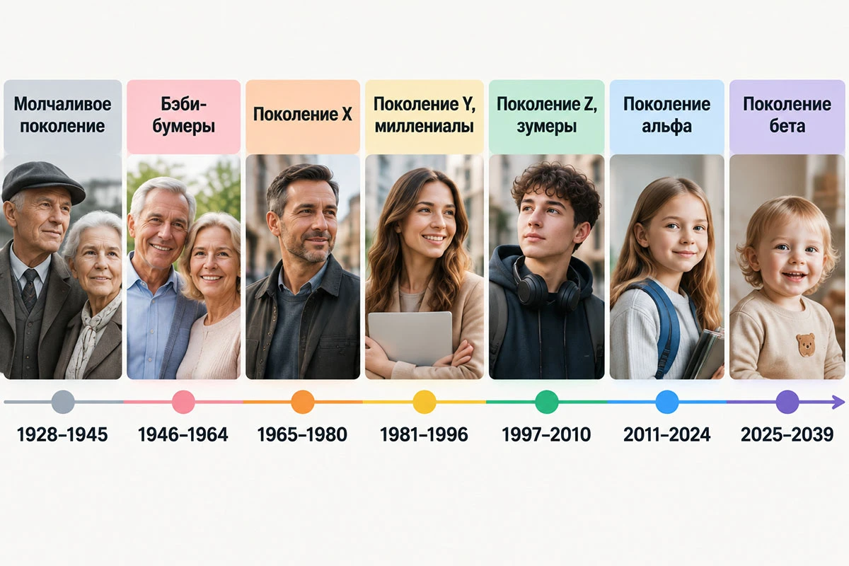 таймлайн теории поколений с годами рождения