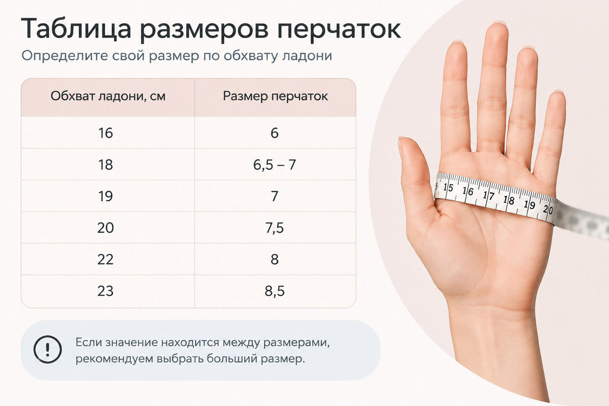как определить размер перчаток для женщин