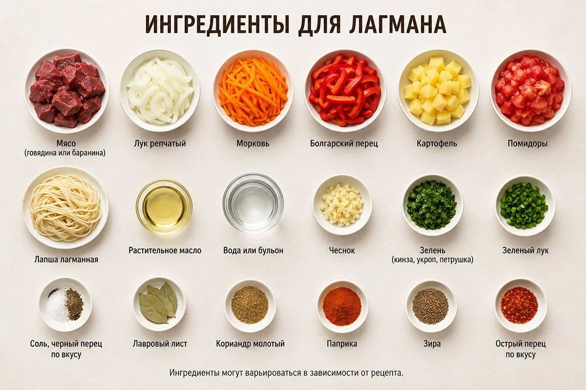 какие продукты нужны для лагмана