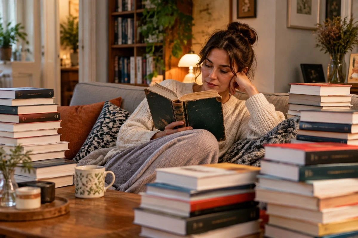 женщина читает старую книгу