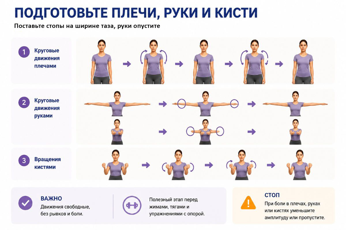 движения плечами и кистями