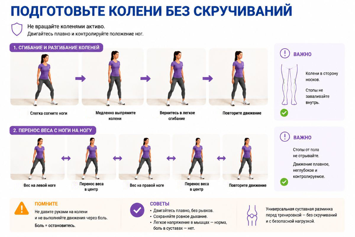 инфографика как разминать колени