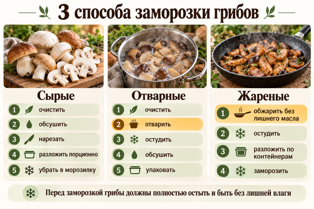 способы заморозить грибы