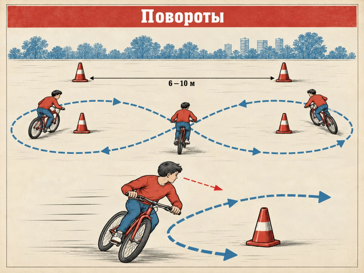 Учимся проходить повороты и восьмерки. Источник: нейросеть