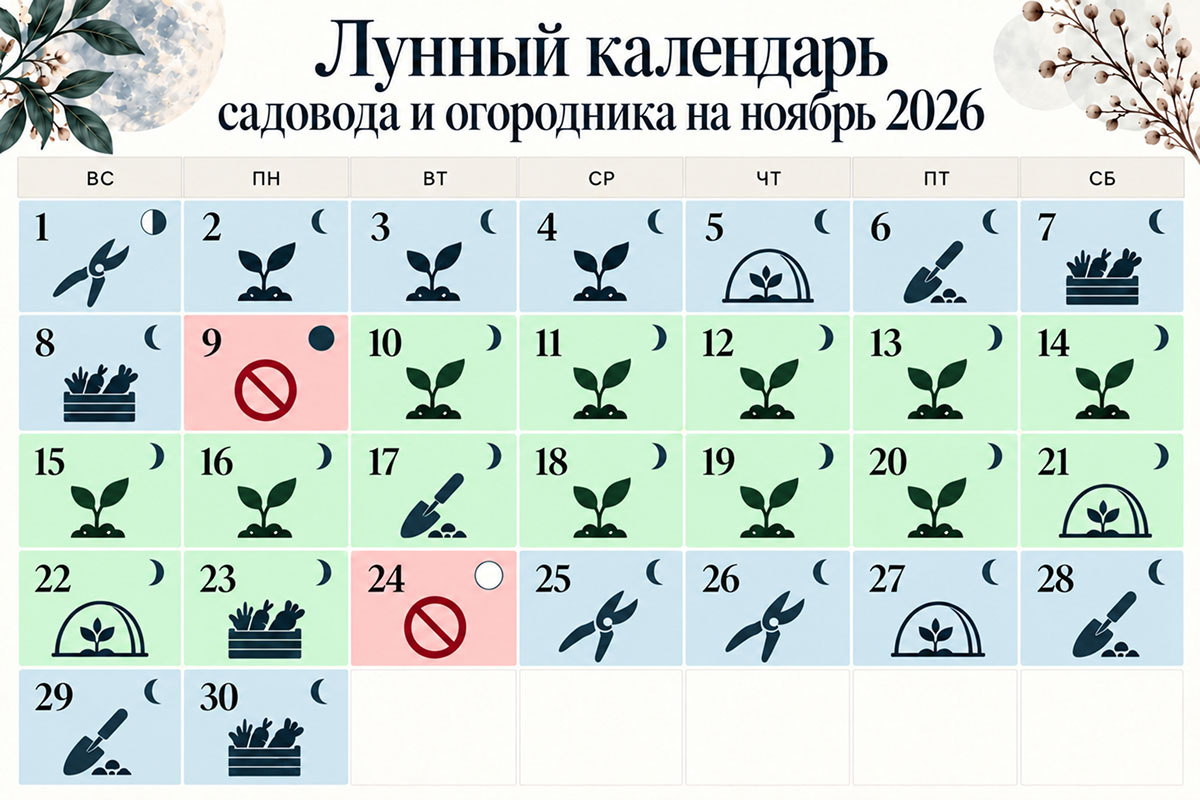 лунный календарь садовода и огородника на ноябрь 2026 года по дням