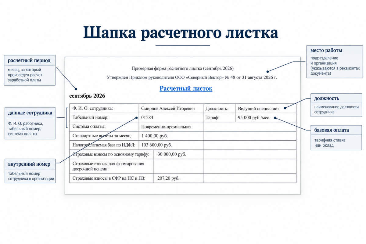 расчетный листок образец заполнения