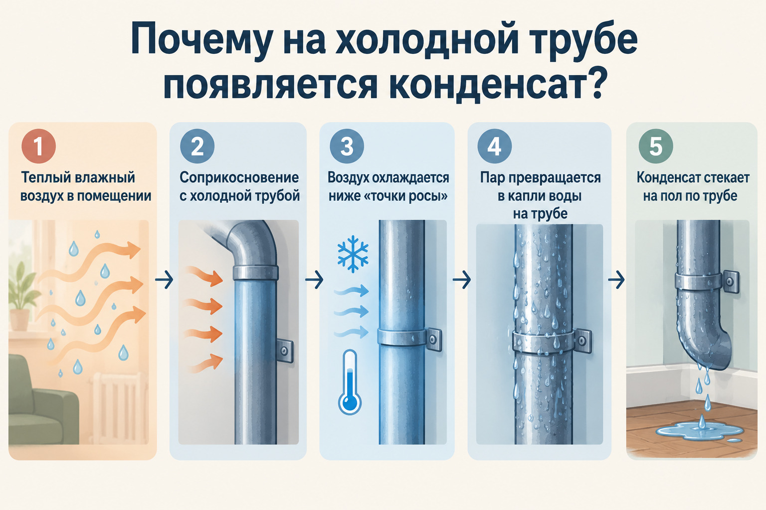 схема таблица почему на трубах появляется конденсат