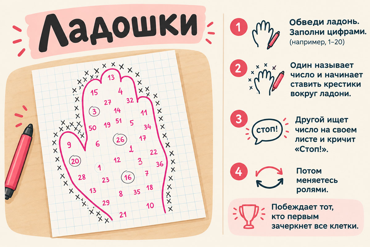 игра на бумаге ладошки