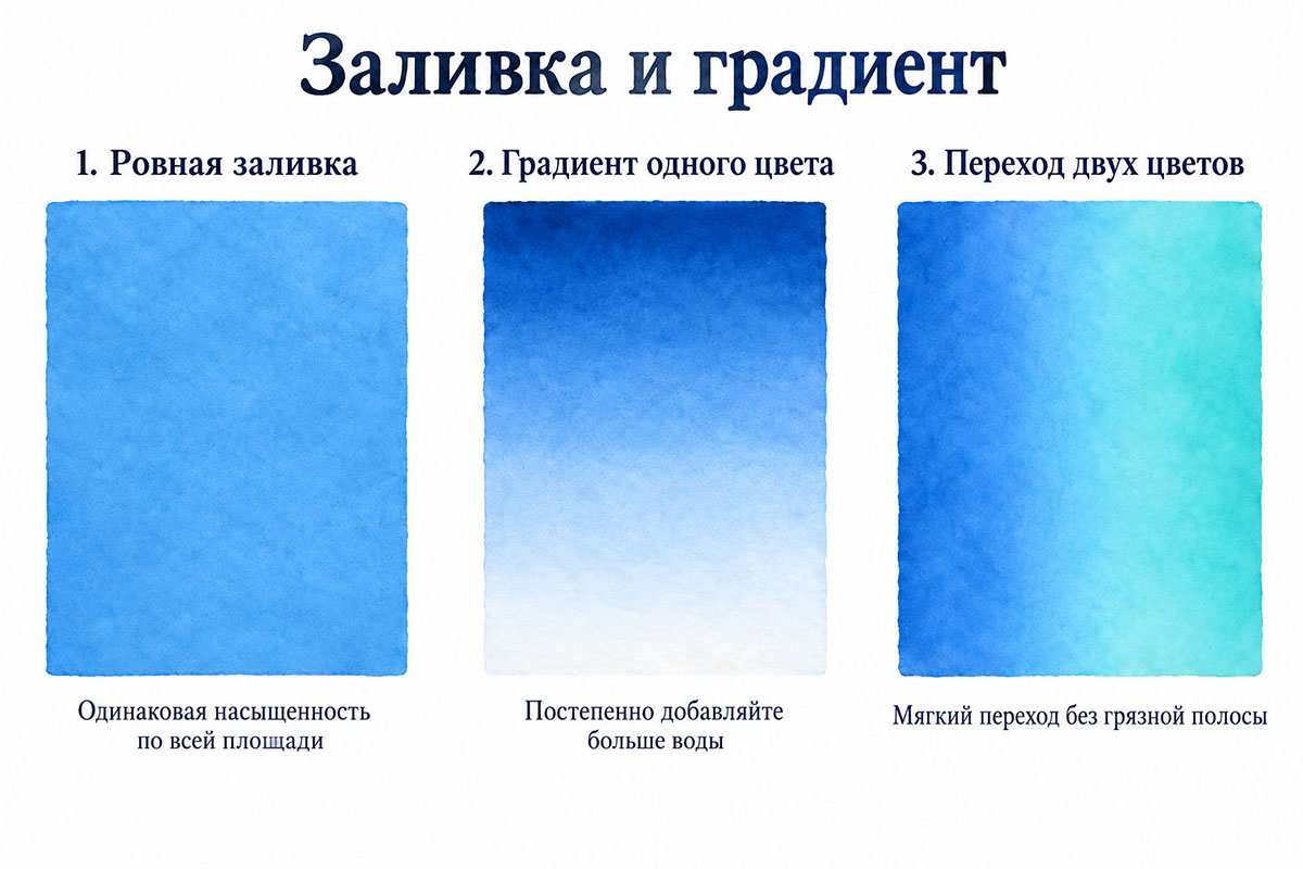 урок по заливке и градиенту акварели