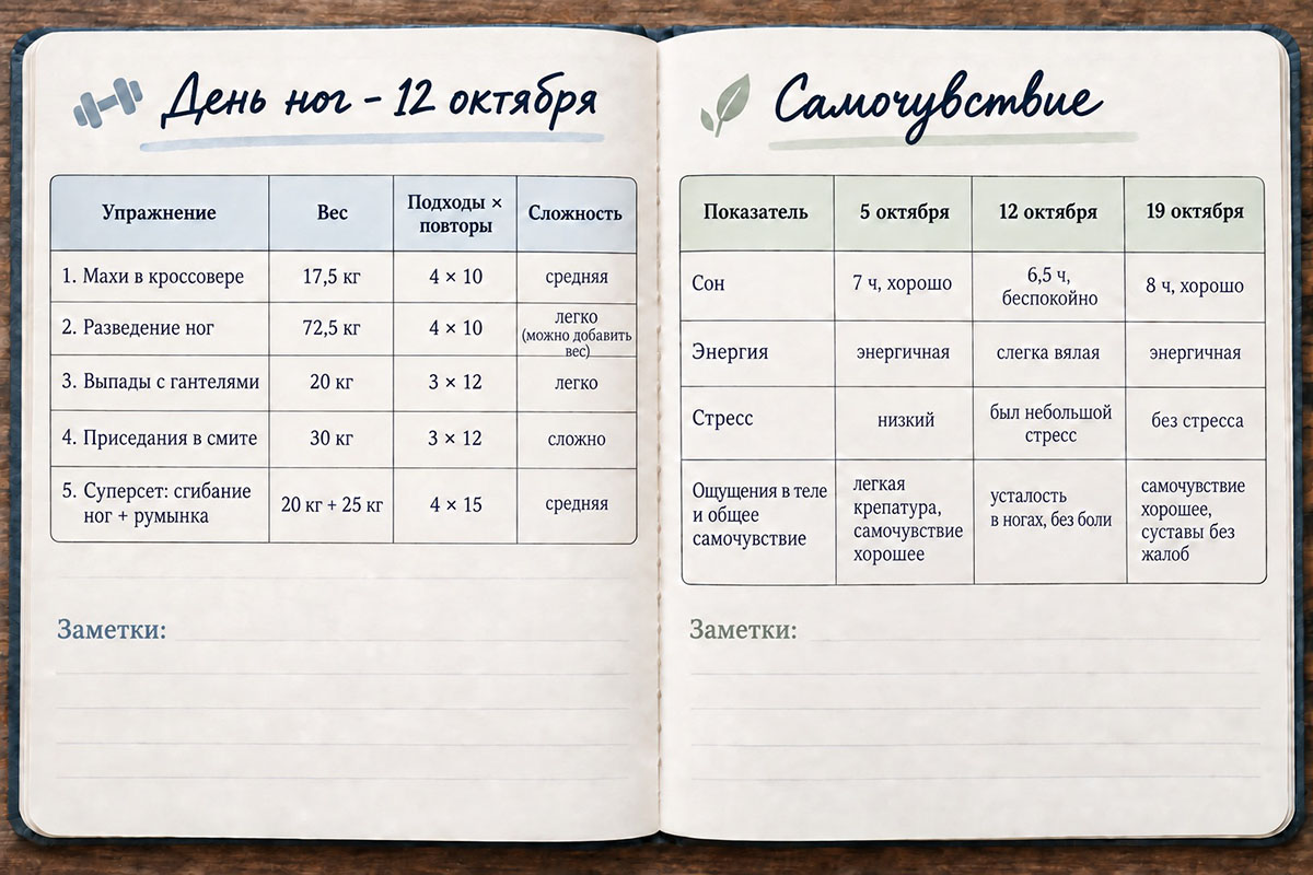 записи в дневнике тренировок