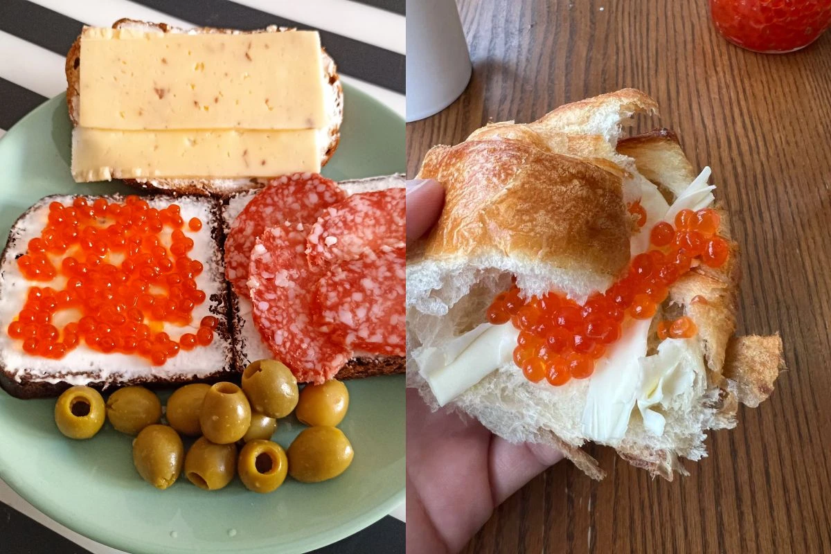 бутерброды с красной икрой