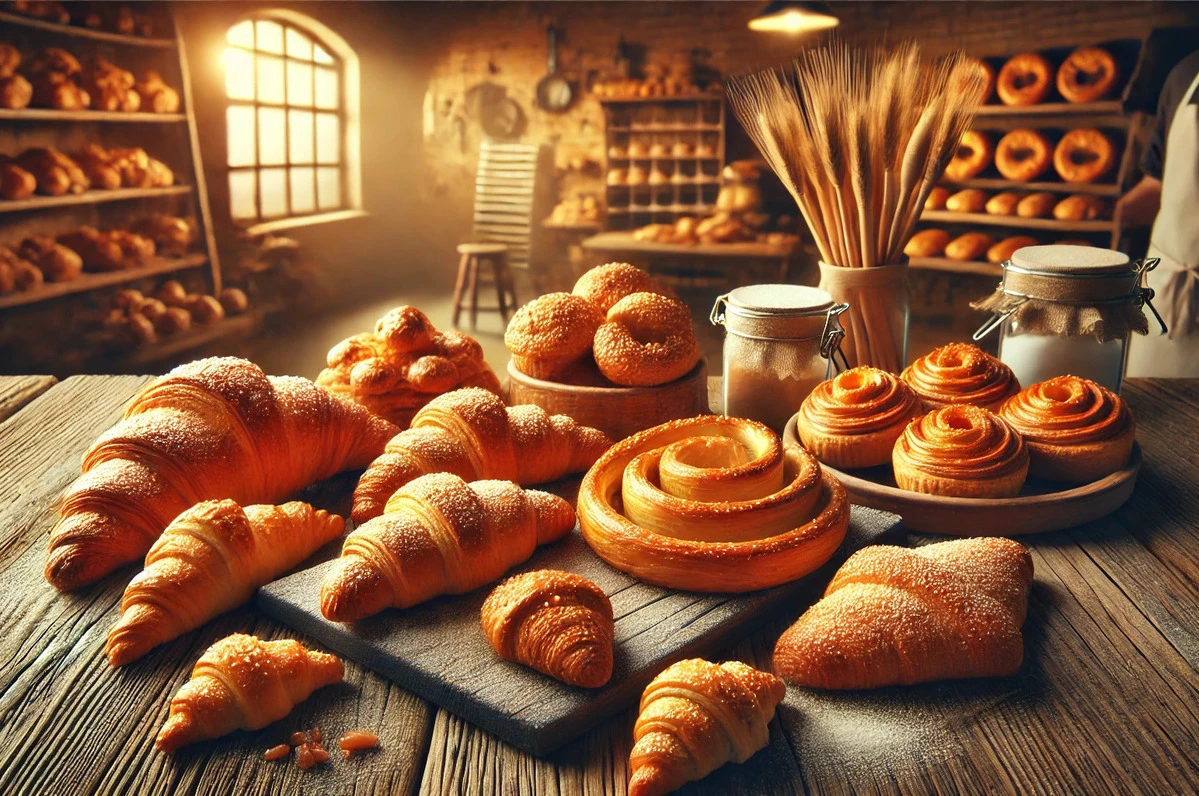 слойки плюшки круассаны