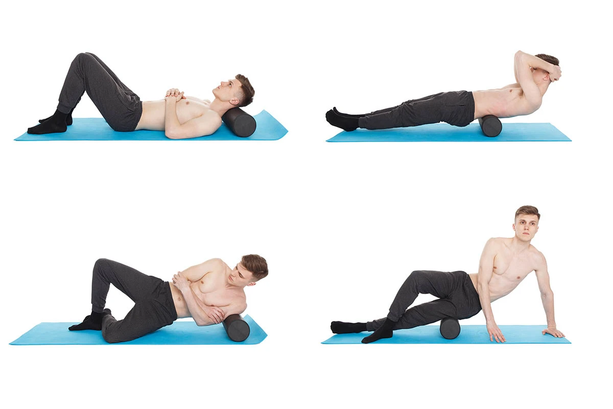 Примеры МФР-упражнений с роллом для разных зон. Источник: BY-_-BY / Shutterstock / FOTODOM