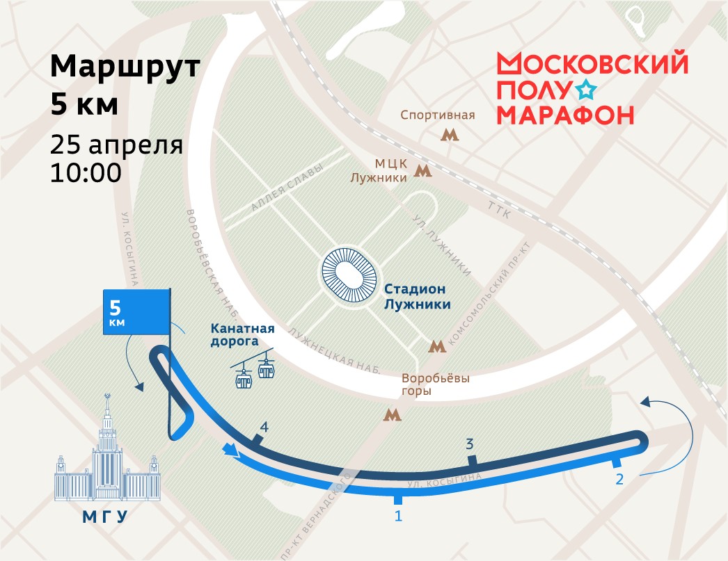 Маршрут на 5 км. Источник: moscowhalf5km.runc.run