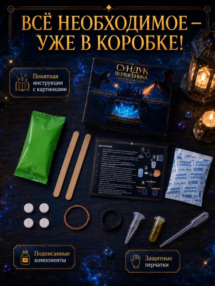 <p><span style="font-weight: 400;">Кристаллы, волшебный фонарь, углеродный дракон. Источник: ozon.ru</span></p>